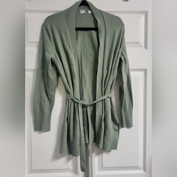 GAP Lily Pad Green Cardigan Sweater with Tie Belt Size XL - Picture 1 of 5